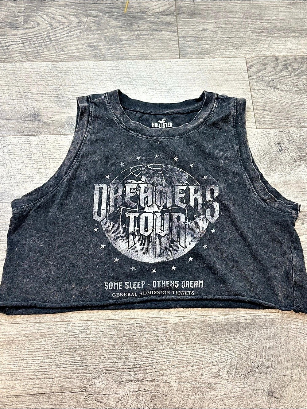 Hollister Tank Top T Shirt Womens Lg Black Logo Must Have Collection Concert Y2K